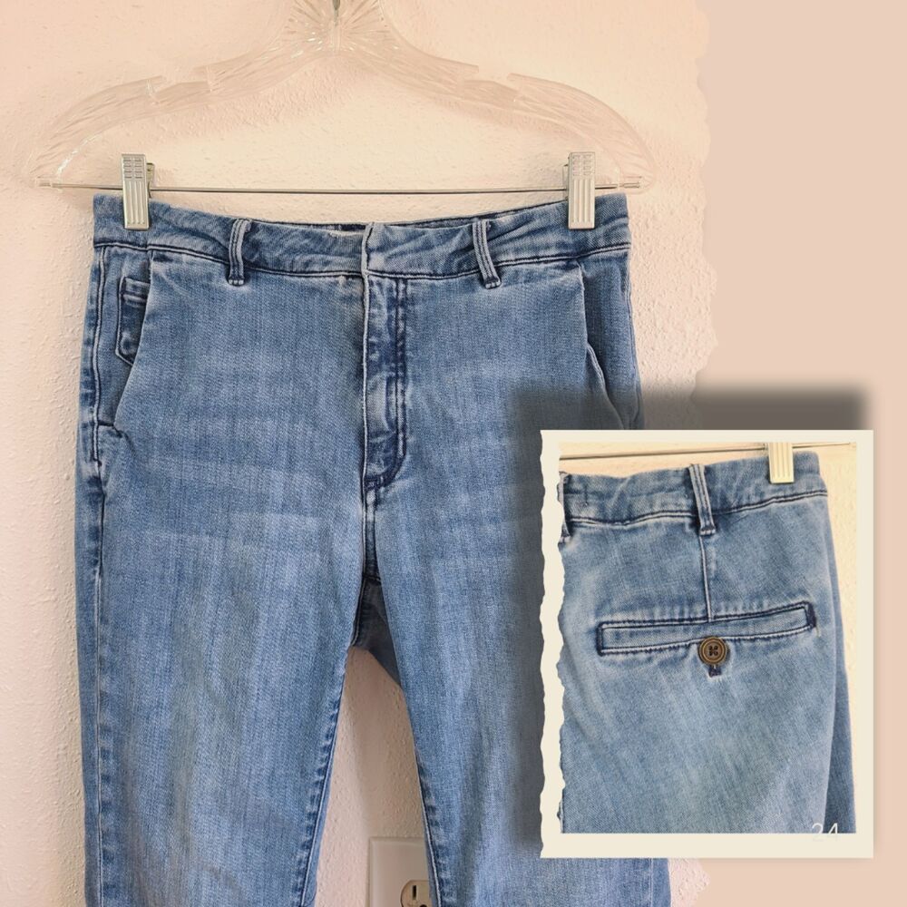 Pilcro & The Letterpress Sz 27 Slit Pocket Skinny Jeans Hook Bar Closure Minimal